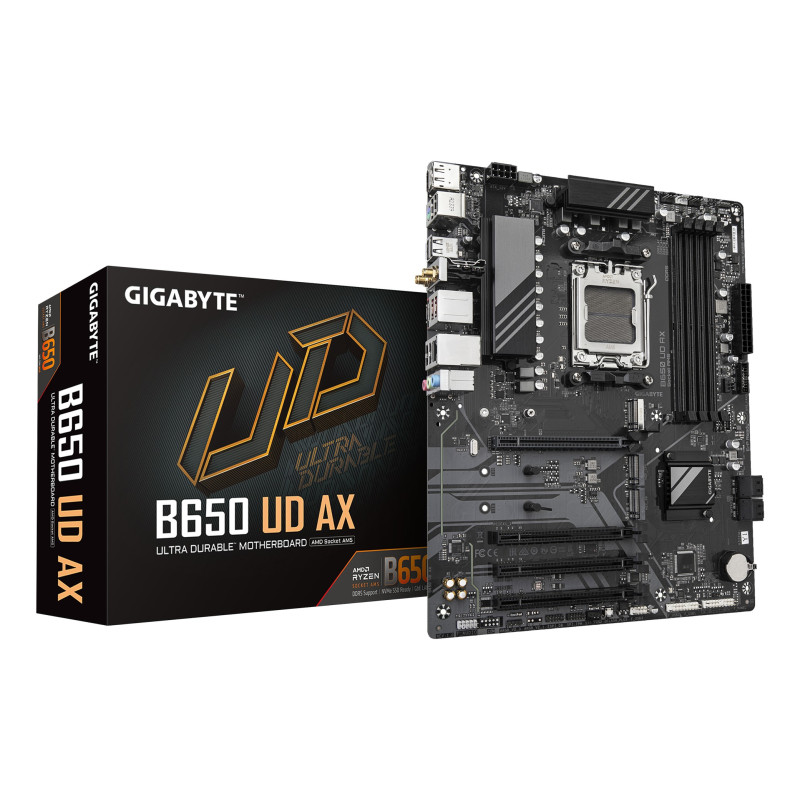 GIGABYTE B650 UD AX Scheda Madre - Supporta CPU AMD Ryzen Serie 9000, VRM a 6+2+2 fasi, fino a 7600MHz DDR5 (OC), 1x PCIe 5.0 +