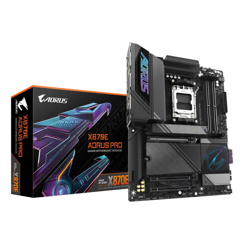 GIGABYTE X870E AORUS PRO Scheda Madre - Supporta CPU AMD Ryzen 9000, 16+2+2 fasi VRM digitali, fino a 8000MHz DDR5 (OC), 3xPCIe