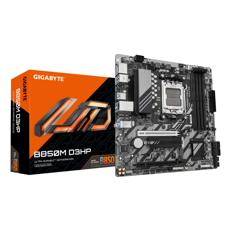 GIGABYTE B850M D3HP Scheda Madre - Processori AMD Ryzen Serie 9000, 5+2+2 fasi VRM digitali, fino a 8200MHz DDR5 (OC), 1xPCIe