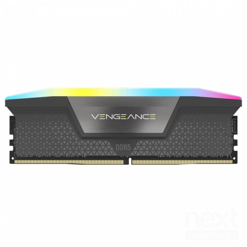 Corsair Vengeance RGB offre prestazioni eccezionali con bmemoria DDR5/b da 16GB a 6000MHz e latenza CL36. Include illuminazione