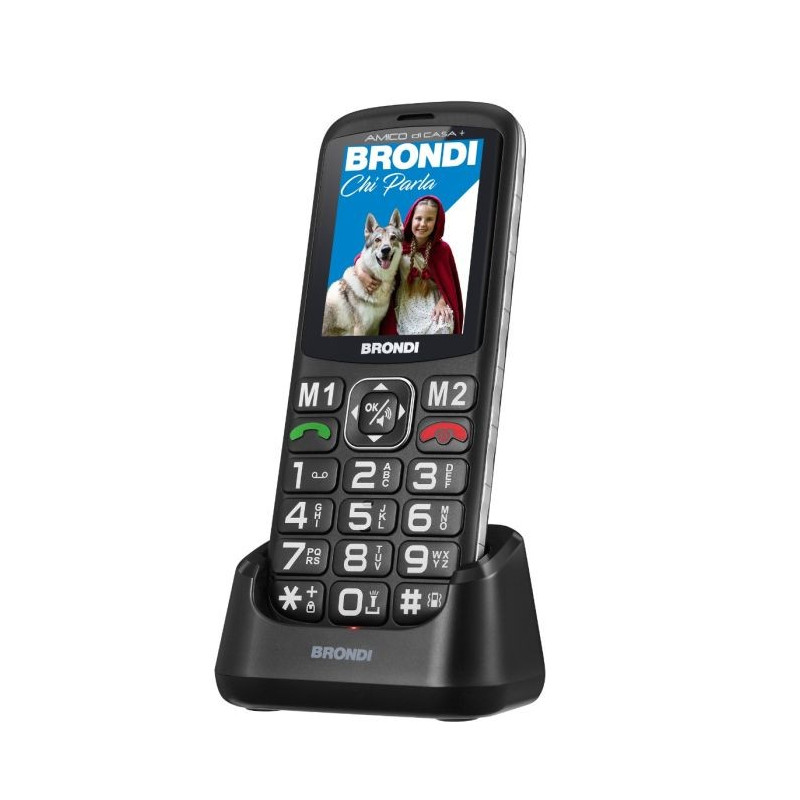 Brondi AMICO DI CASA+ 6,1 cm (2.4") Nero Telefono per anziani