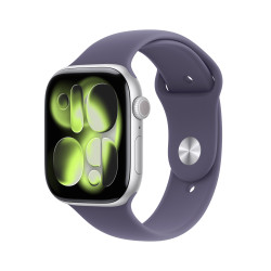 Apple Watch Series 11 GPS 46mm Cassa Alluminio Argento con Sport Band Viola Nebbia - S M