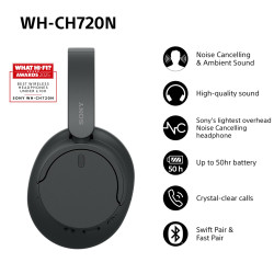 Sony WH-CH720N Cuffie Bluetooth wireless con cancellazione del rumore - Durata della batteria fino a 35 ore e ricarica rapida -