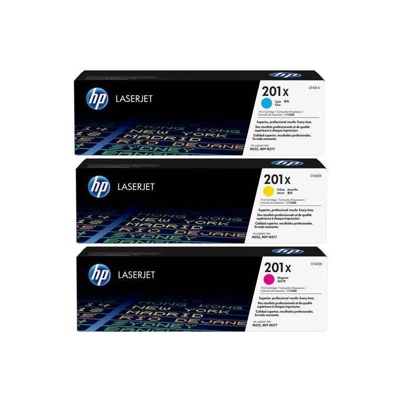 HP Confezione da 3 cartucce toner ciano/magenta/giallo originale ad alta capacità LaserJet HP 201X