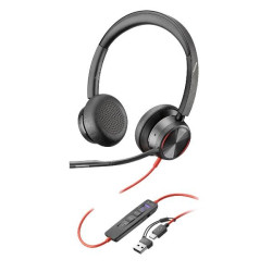 HP Poly Cuffie stereo Poly Blackwire 8225 con connettore USB-C, certificate per Microsoft Teams + adattatore USB-C/A