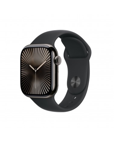 Apple Watch Series 10 Serie 10 GPS + Cellular 42mm Cassa in Titanio color Ardesia con Nero Sport Band - S M