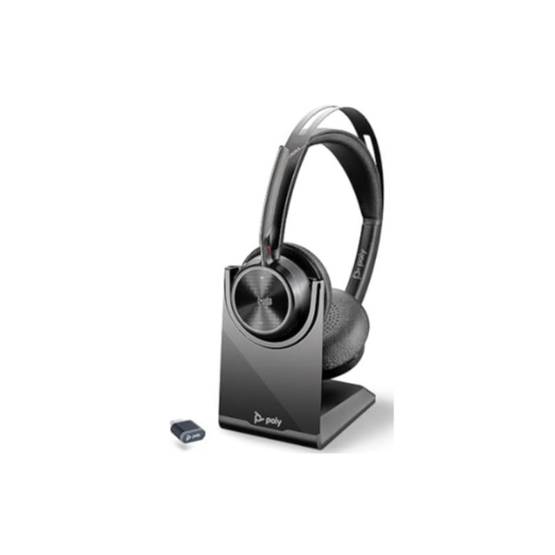 HP Poly Voyager Focus 2 Microsoft Teams Certified USB-C-C Headset +USB-C/A Adapter +Charging Stand