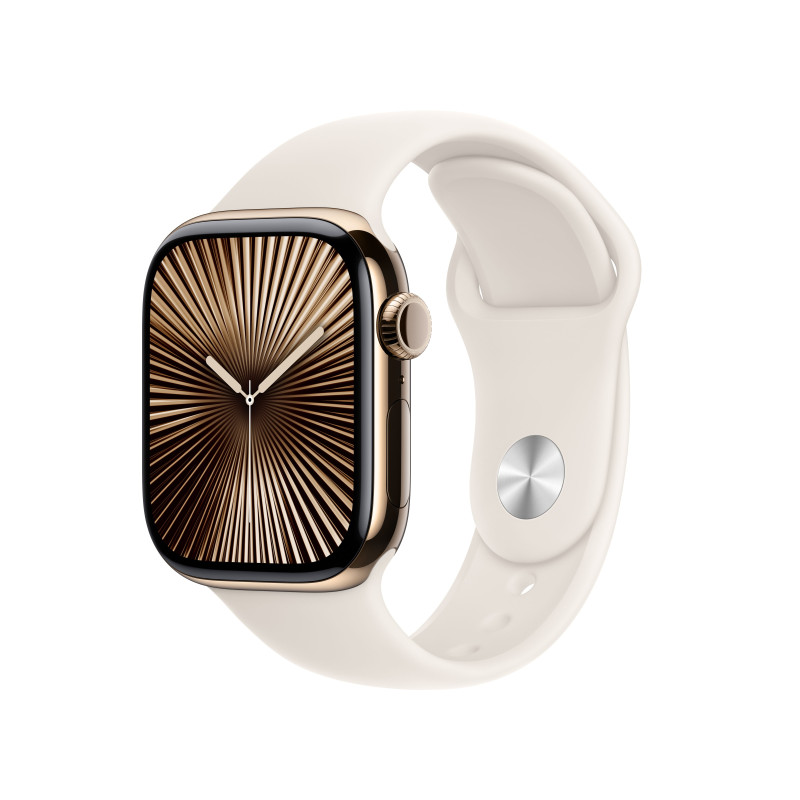 Apple Watch Series 10 Serie 10 GPS + Cellular 42mm Cassa in Titanio color Oro con Galassia Sport Band - M L