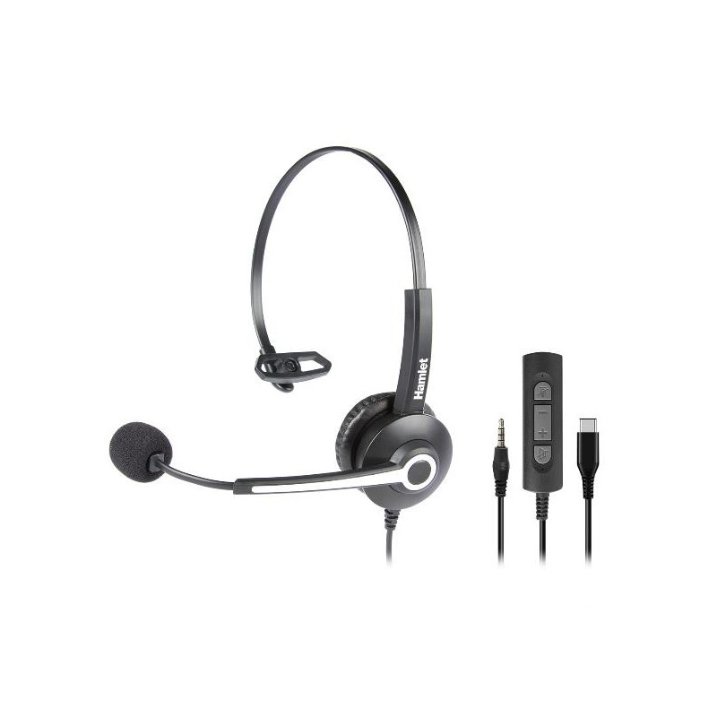 HHEADM-CJM  CUFFIA MONOAURALE CON MICROFONO USB-C E JACK 3.5mm + TELECOMANDO (HHEADM-CJM)