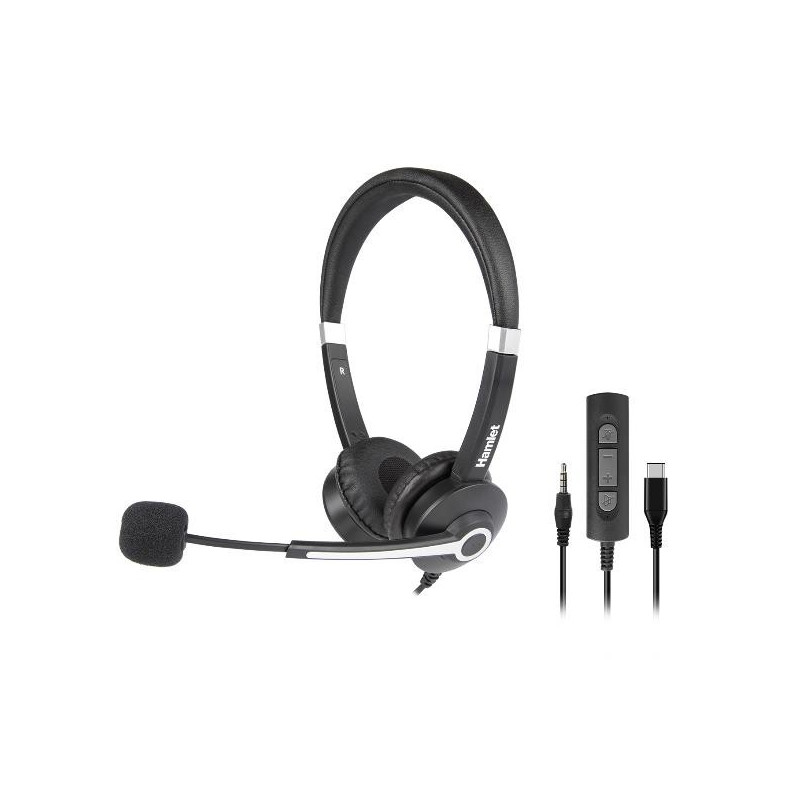HHEADM-CJS CUFFIA BI-AURALE CON MICROFONO USB-C + JACK 3.5mm + TELECOMANDO (HHEADM-CJS)