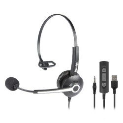 HHEADM-UJM  RENOVA CUFFIA MONOAURALE CON MIC. - COMBO USB E JACK 3.5mm + TELECOMANDO (HHEA