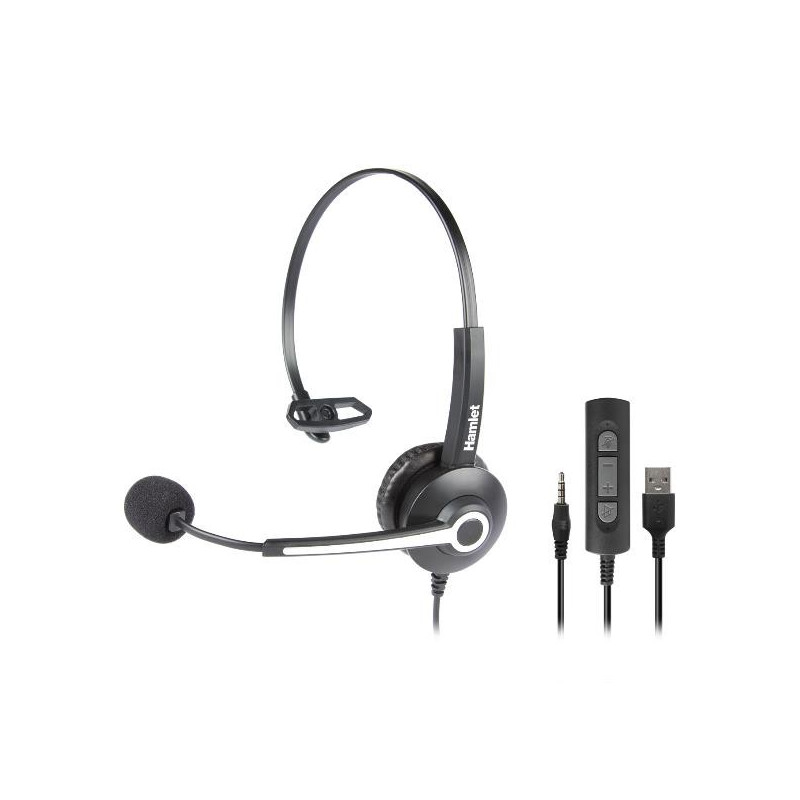 HHEADM-UJM  RENOVA CUFFIA MONOAURALE CON MIC. - COMBO USB E JACK 3.5mm + TELECOMANDO (HHEA