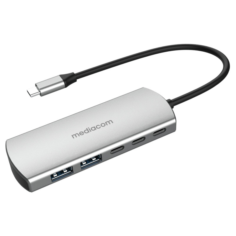 Mediacom MD-C324 hub di interfaccia USB 2.0 Type-C 5000 Mbit s Alluminio