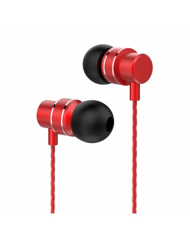 Lenovo HF118 Red Wired Headset with Mic (Deep Bass, Tangle Free Cables, Volume Slider, 3.5mm Gold Pl