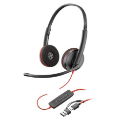HP Poly Cuffie stereo Poly Blackwire 3220 con connettore USB-C + adattatore USB-C/A