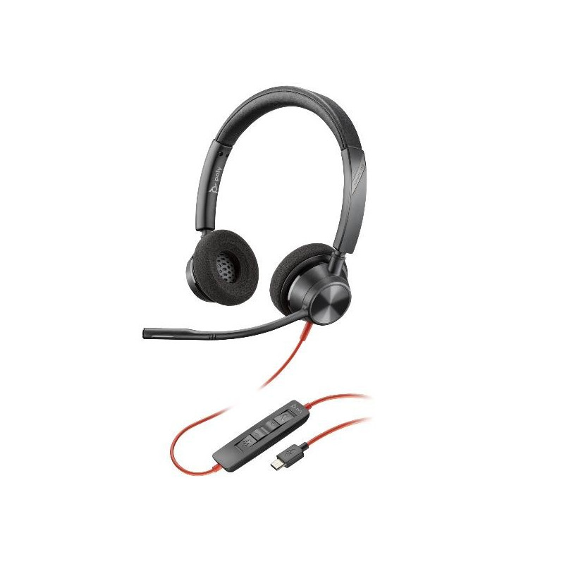 HP Poly Cuffie stereo Poly Blackwire 3320 con connettore USB-C + adattatore USB-C/A