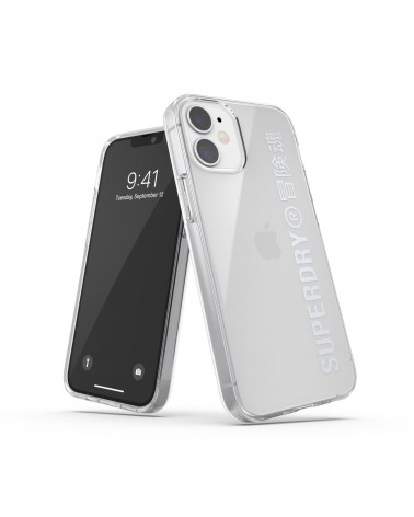 SUPERDRY - Cover trasparente con logo Superdry colore argento bordi rialzati compatibile c