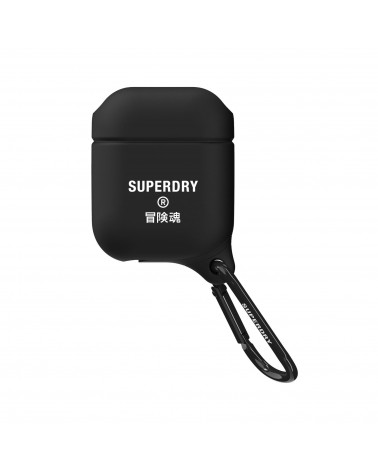 SUPERDRY - Custodia in silicone morbido colore nero con moschettone incluso compatibile co