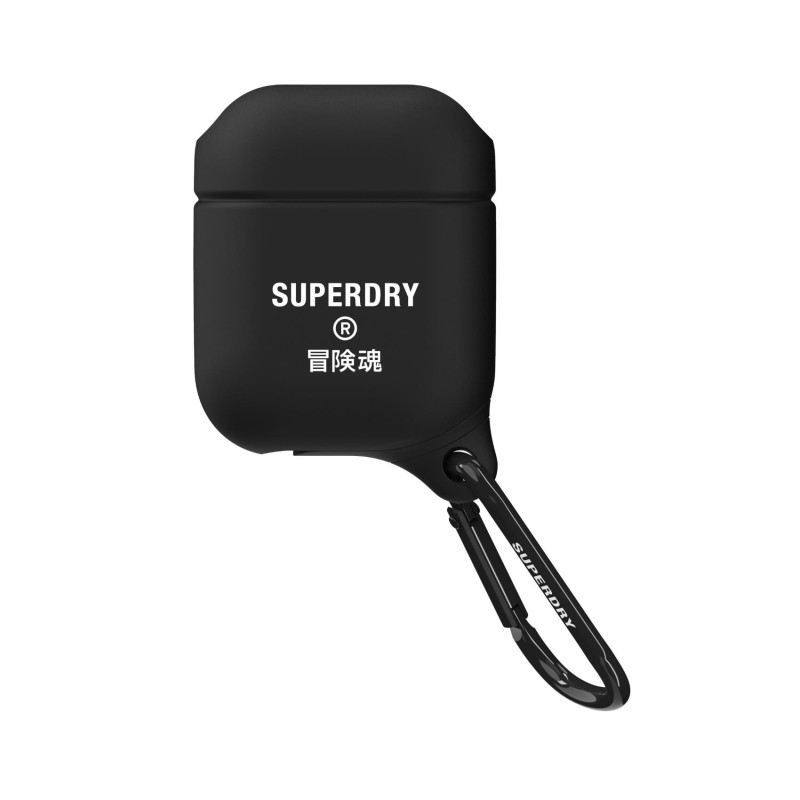 SUPERDRY - Custodia in silicone morbido colore nero con moschettone incluso compatibile co