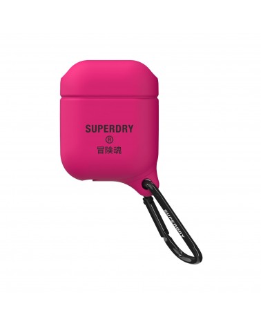 SUPERDRY - Custodia in silicone morbido colore rosa con moschettone incluso compatibile co
