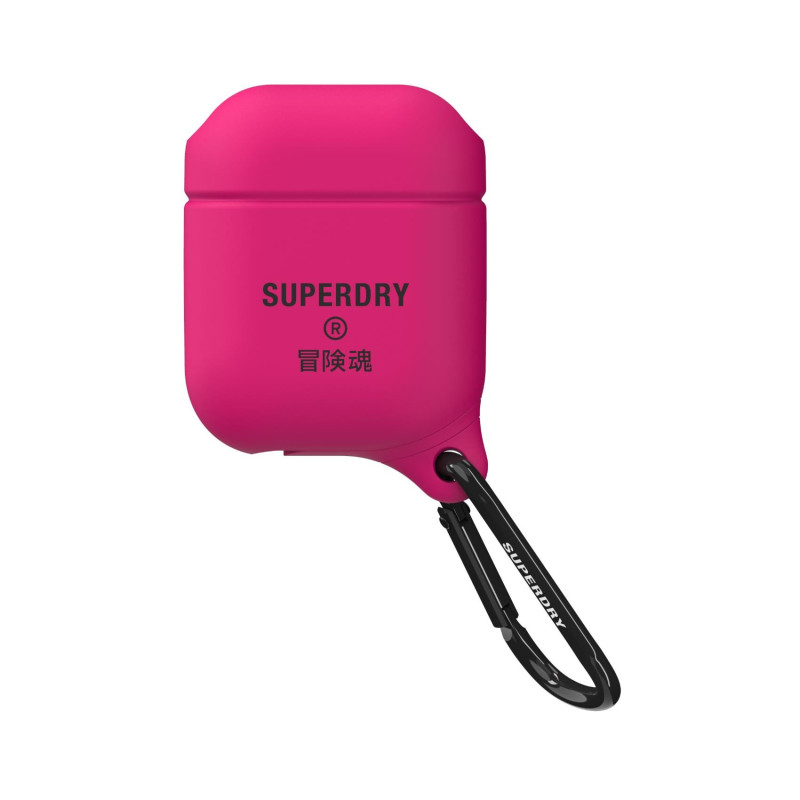 SUPERDRY - Custodia in silicone morbido colore rosa con moschettone incluso compatibile co