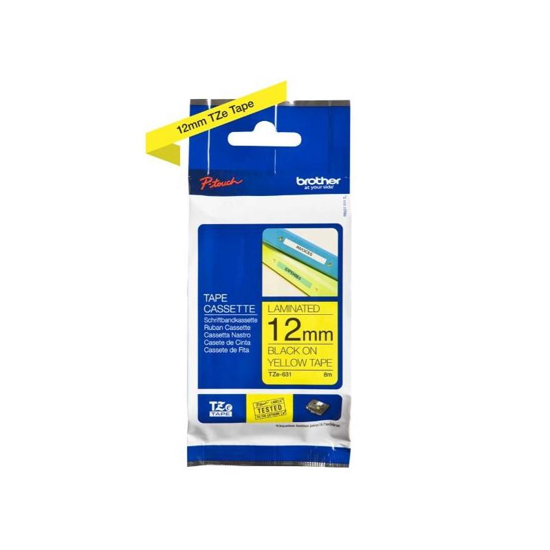 Brother TZE-631S nastro per etichettatrice Nero su giallo
