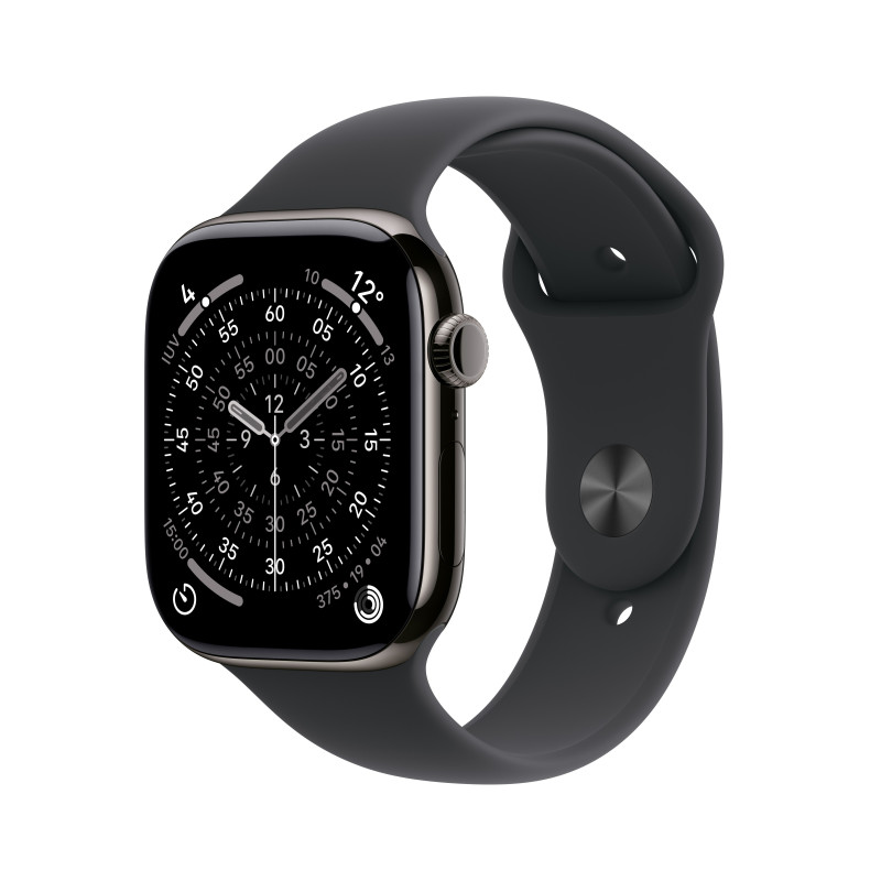 Apple Watch Series 11 GPS + Cellular 46mm Cassa Titanio Ardesia con Sport Band Nero - M L