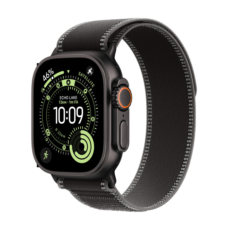 Apple Watch Ultra 3 GPS + Cellular 49mm Cassa Titanio Nero con Trail Loop Nero Cenere - S M