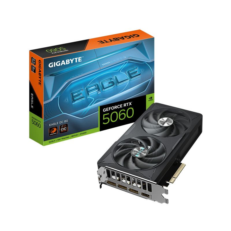 GIGABYTE GeForce RTX 5060 EAGLE OC 8G Scheda Grafica - 8GB GDDR7, 128bit, PCI-E 5.0, 2550 MHz Frequenza core, 3 x DisplayPort,