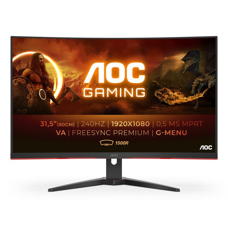 AOC G2 C32G2ZE BK Monitor PC 80 cm (31.5") 1920 x 1080 Pixel Full HD LED Nero, Rosso