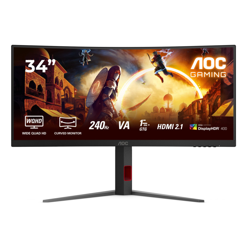 AOC G4 CU34G4Z Monitor PC 86,4 cm (34") 3440 x 1440 Pixel Wide Quad HD LED Nero, Rosso