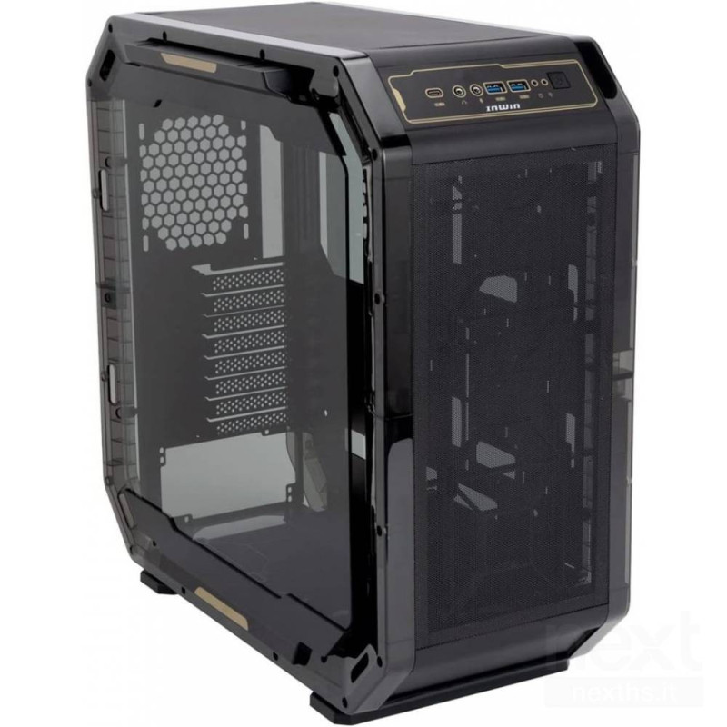In Win AIRFORCE offre uno stile moderno, ed e' orientato al gaming. Con 7 slot per ventole da 120mm, 4 bay da 2.5" e 2 da 3.5" e