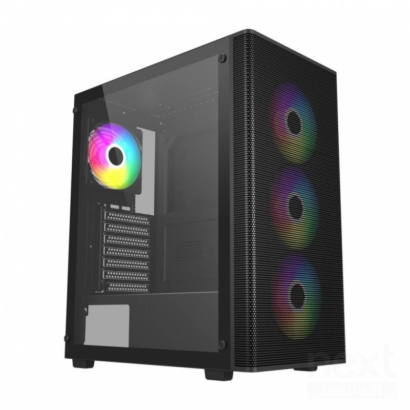 FSP Fortron M220 è un bMidi Tower ATX/b con pannello in vetro temperato, supporta schede madri ATX e M-ATX, ed è dotato di vento