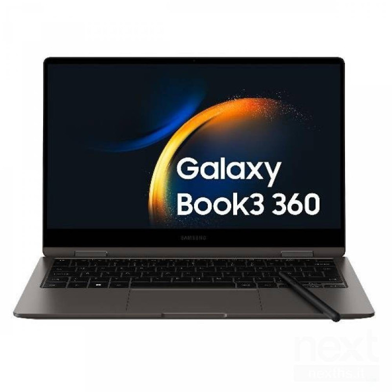 Samsung Galaxy Book3 360 è un bnotebook convertibile/b con bprocessore Intel Core i7/b, b16GB RAM/b e bSSD 512GB/b. Display bAMO