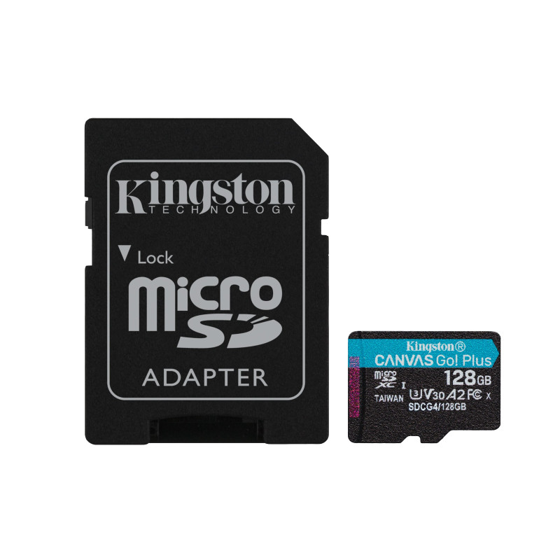 Kingston Technology Scheda microSDXC Canvas Go Plus Gen4 200MB s A2 U3 V30 da 128 GB + adattatore