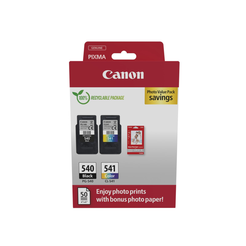 Canon Multipack 2pz cartuccia originale 540+541 (nero+colori) - inclusi 50 fogli carta fotografica 10x15cm
