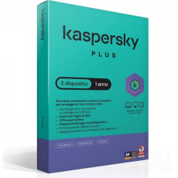 Kaspersky Plus protegge 3 dispositivi per 1 anno con bantivirus AI/b, navigazione sicura e protezione pagamenti per il tuo mondo