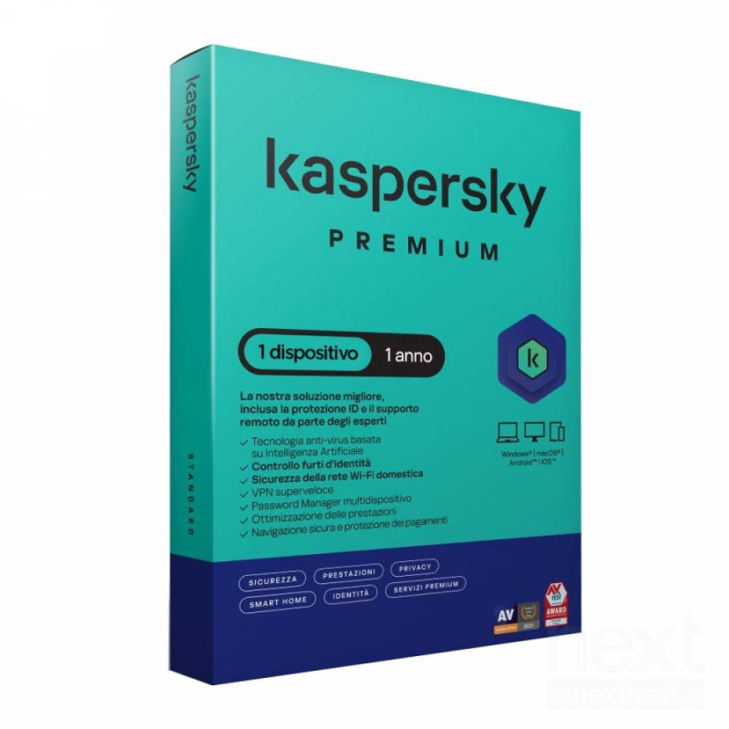 Kaspersky Premium protegge da virus, ransomware e phishing, con bVPN illimitata/b e bpassword manager/b integrato. Offre protezi