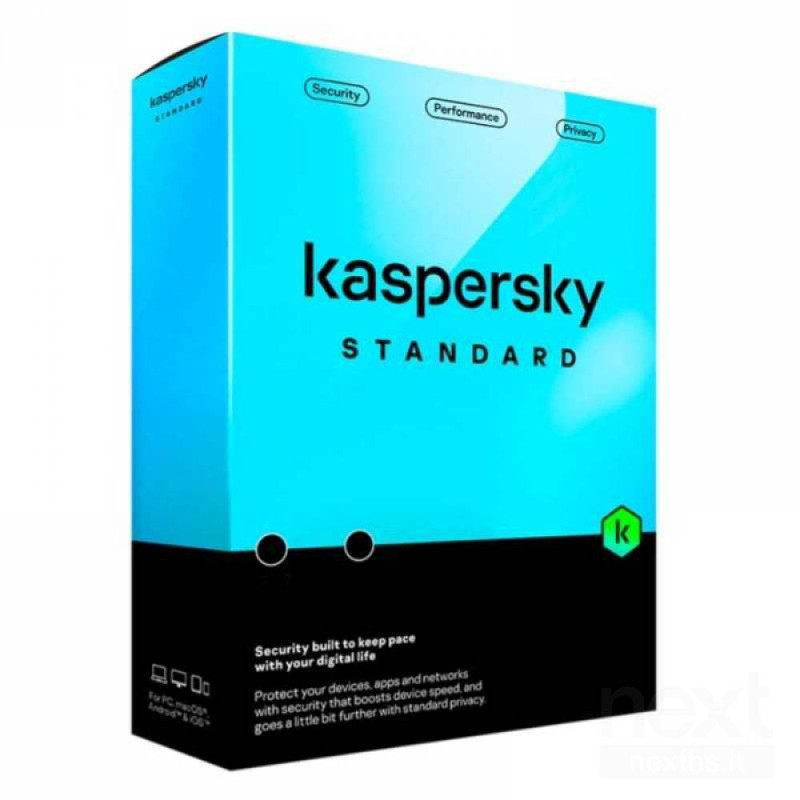 Kaspersky Standard offre protezione bantivirus/b per 3 dispositivi per 1 anno, ottimizzando le performance e garantendo sicurezz
