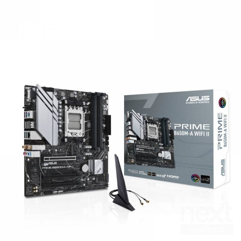 ASUS Prime B650M-A WIFI II è una bscheda madre micro-ATX/b con bchipset AMD B650/b e bSocket AM5/b, supporta bDDR5/b, bWi-Fi 6/b