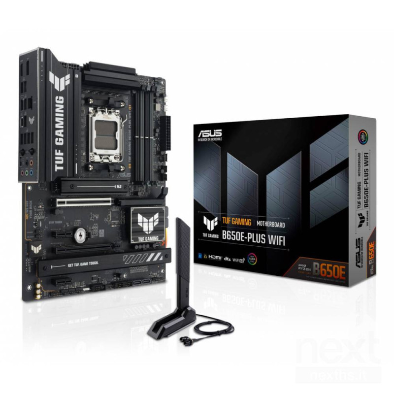 ASUS TUF B650E-Plus Wifi supporta processori AMD Ryzen, connettività bWi-Fi 6E/b e audio 7.1. Ideale per il tuo bPC gaming/b gra
