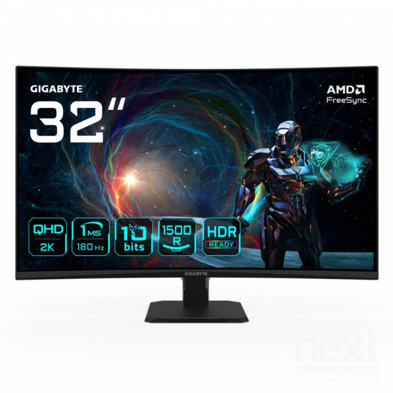 GIGABYTE GS32QCA offre un'esperienza di gioco immersiva con il suo schermo bcurvo/b, refresh rate di b180Hz/b e tempo di rispost