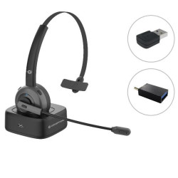 AURICOLARE WIRELESS BLUETOOTH con DOCK per ricarica, adattatore audio BT, Microfono (POLON