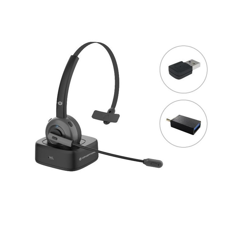 AURICOLARE WIRELESS BLUETOOTH con DOCK per ricarica, adattatore audio BT, Microfono (POLON