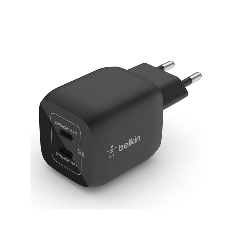 CARICABATTERIA DA PARETE 2X GAN USB-C PPS 45W (WCH011VFBK) (WCH011VFBK)