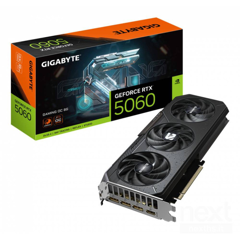GIGABYTE Geforce RTX 5060 Gaming Oc offre b/bprestazioni elevateb/b ed immagini straordinarie. Con 8GB GDDR7 e raffreddamento av