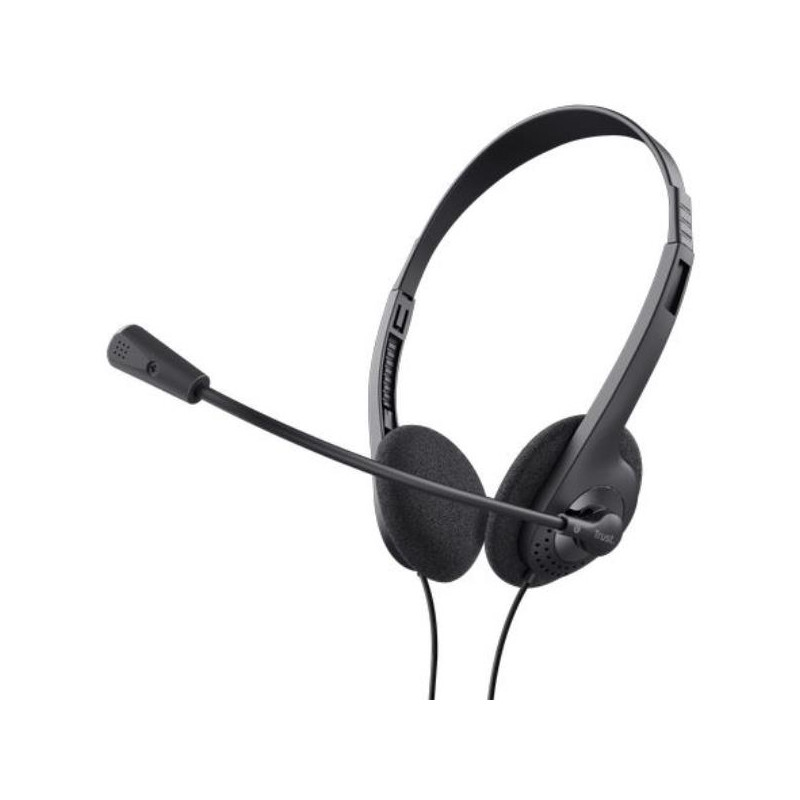 CUFFIE ON-EAR CABLATE 1,8M JACK 3,5 SUPERLEGGERE - TRUST PRIMO - NERO (21665)