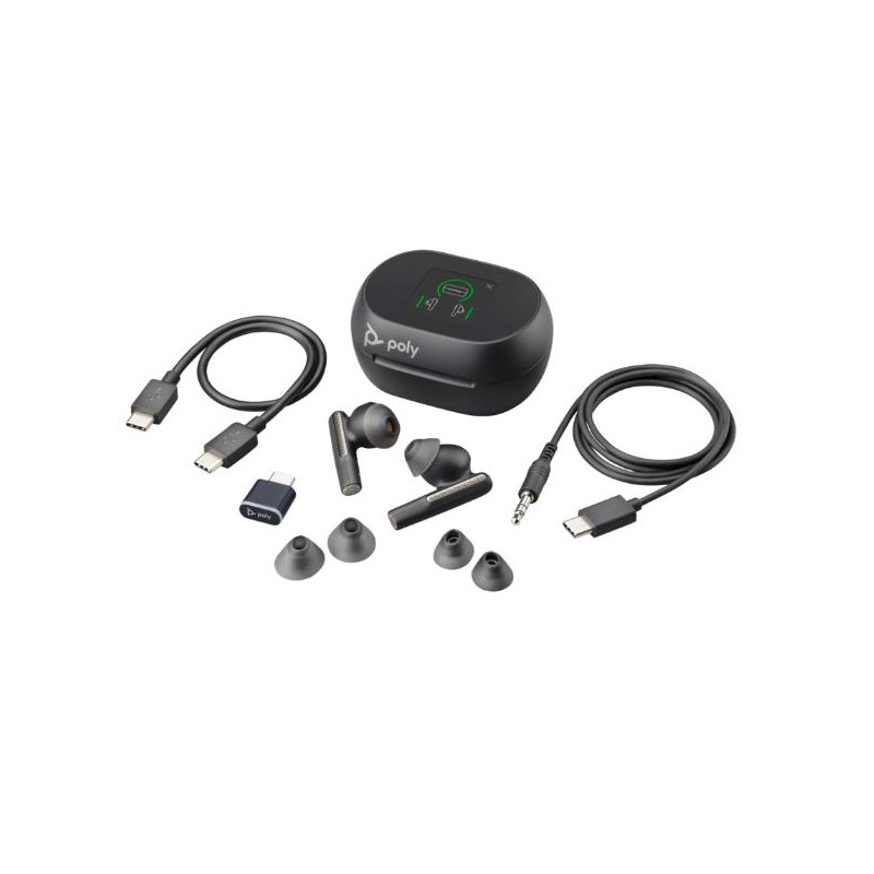 Cuffie HP Poly Voyager Free 60+ UC + Adattatore BT700 USB-C + Custodia per ricarica con to