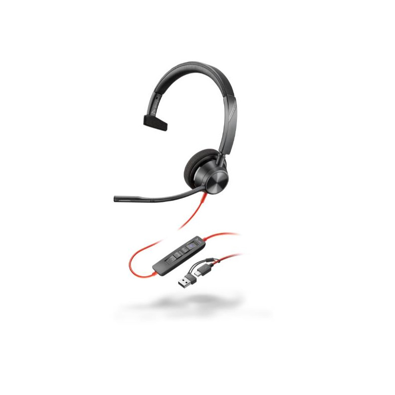 Cuffie HP Poly Blackwire 3310 Monaural USB-C Headset +USB-C/A Adapter (8X215AA)