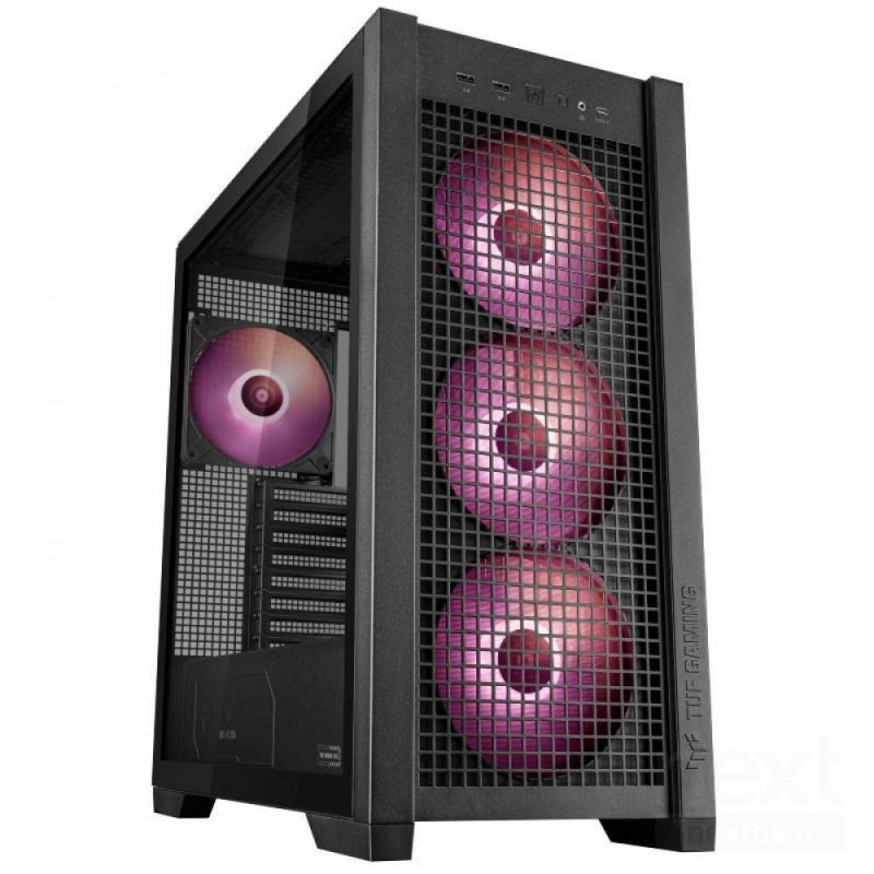 Asus TUF Gaming GT302 ARGB Black e' un Case Mid Tower, con supporto per mainboard fino a E-ATX e bcompatibile con BTF/b
